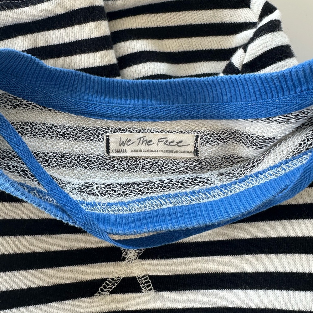 Free People Classic Striped Oversized Crewneck In Black Combo - Picture 4 of 4